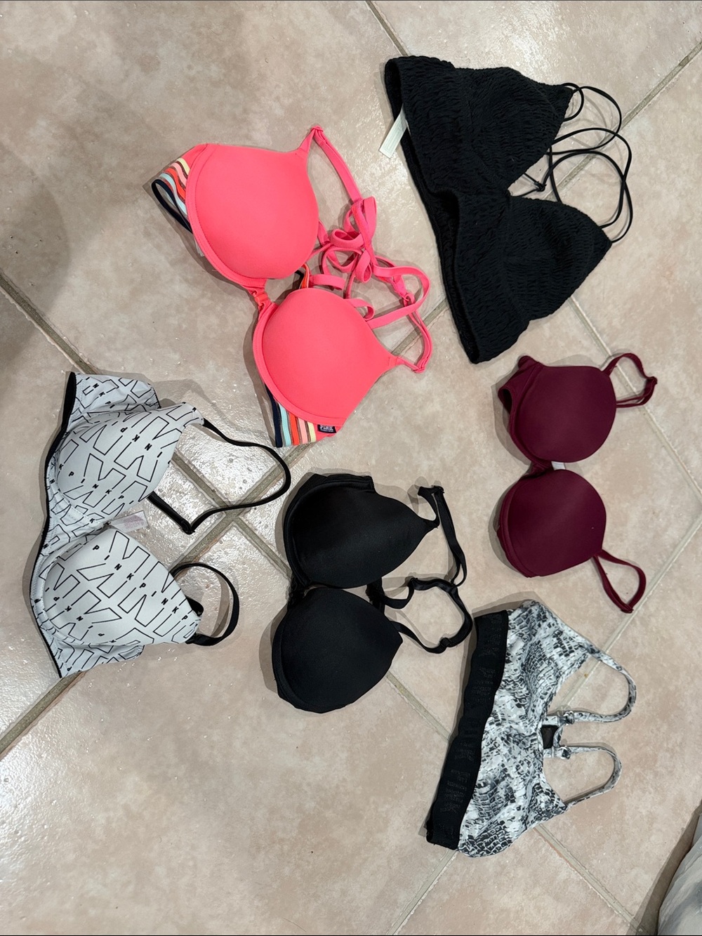PINK Victoria's Secret Neon Coral Push-Up Bra  34B bundle of 6 @@@@